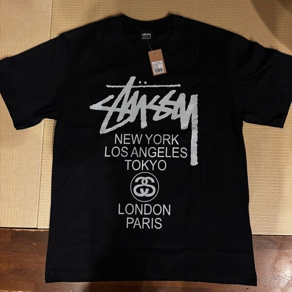 STUSSY ワールドツアーTシャツ ブラック Mサイズ 新品 未使用