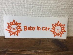 ★在庫整理Sale★ ■baby in car ■　太陽 SUN　ステッカー シールデコ オレンジ