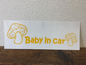 ★在庫整理Sale★ ■ baby in car ■　キノコvo3　きのこ ステッカー　シールデコ イエロー