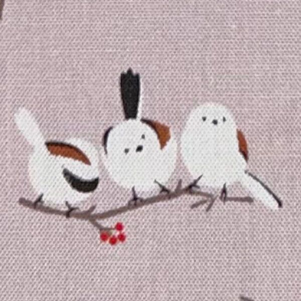 1mシマエナガ*雪の妖精*綿オックス*コスモテキスタイル*燻みピンク地