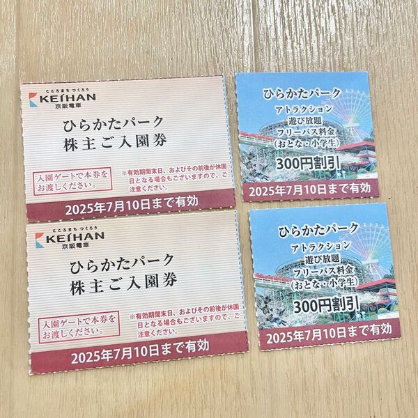 【クーポン利用可】ひらかたパーク ひらパー入園券 フリーパス割引券 2名様分