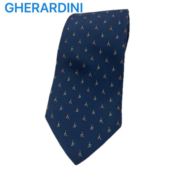 【GHERARDINI】ゲラルディーニ ブランドネクタイ 小紋柄 総柄 シルク メンズ ネイビー