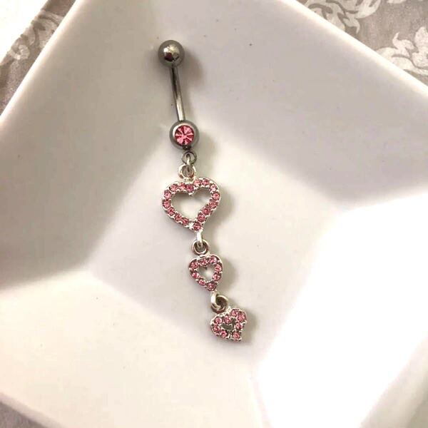 新品 ボディピアス へそピアス ベリーダンス 14G ハート