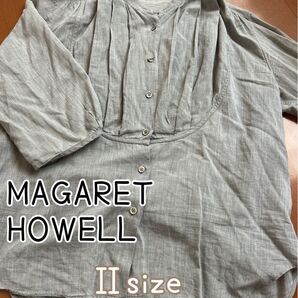 MAGARET HOWELLマーガレットハウエル 七分袖 シャツ ブラウス グレー