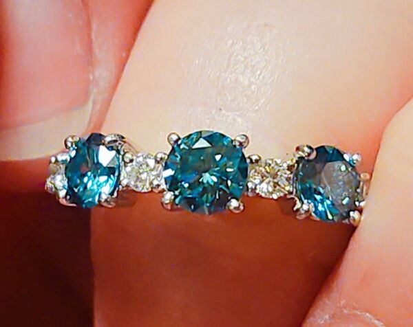 新品☆PT900☆天然ダイヤモンド×天然ブルーダイヤモンド1.20ct エタニティリング 大粒 値引き不可