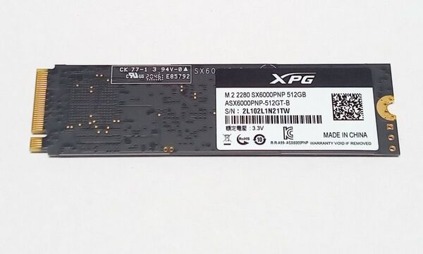 ADATA XPG SX6000PNP 512GB PCIe Gen3x4 NVMe M.2 SSD 動作品 送料無料
