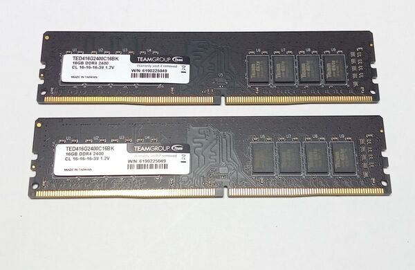 TEAM DDR4-2400 PC4-19200 16GB x 2本セット 合計32GB DDR4メモリ 動作OK 送料無料