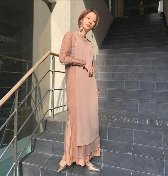 ameri vintage TULLE DOCKING DRESS