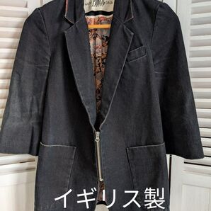 PUBLIC レディース デニム テーラードジャケット 春夏 ジャケット 羽織り 七分袖 ロールアップ