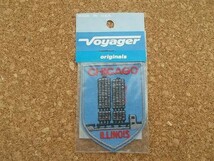 70s 米国製イリノイ州シカゴVoyagerビンテージ刺繍ワッペン/ビル タワー旅行スーベニア観光アップリケ土産パッチ_画像1