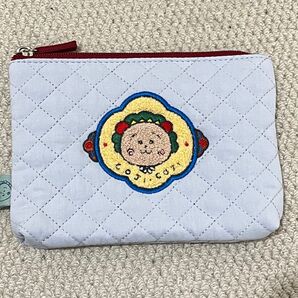 ポーチの中のおまもりみたいなさがら刺繍のキルティングポーチ(みずいろ)