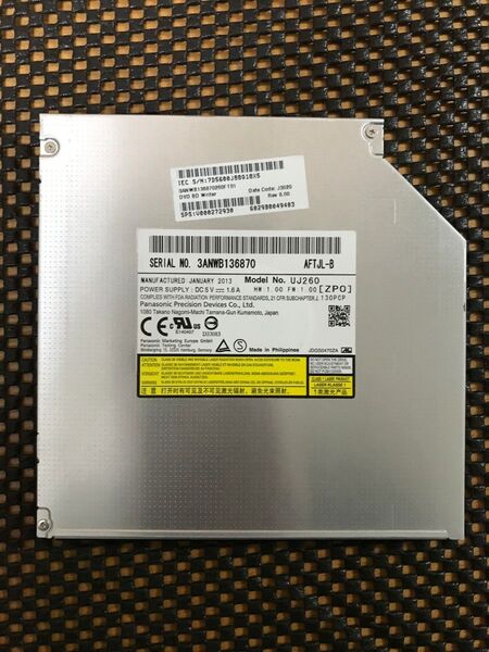 2)【動作確認済み】パナソニック UJ-260 ブルーレイマルチドライブ SATA 厚さ12.7mm