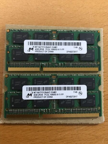 Micron 16KTF51264HZ-1G4M1 PC3L-10600 DDR3-1333L (4GB×2枚 計8GB)