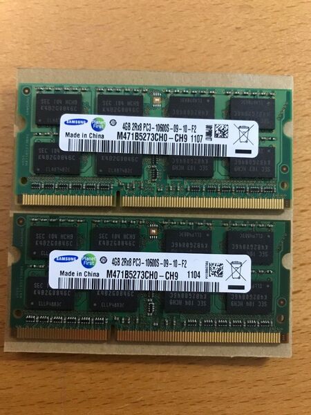 2)SAMSUNG M471B5273CH0-CH9 PC3-10600 DDR3-1333 (4GB×2枚 計8GB)