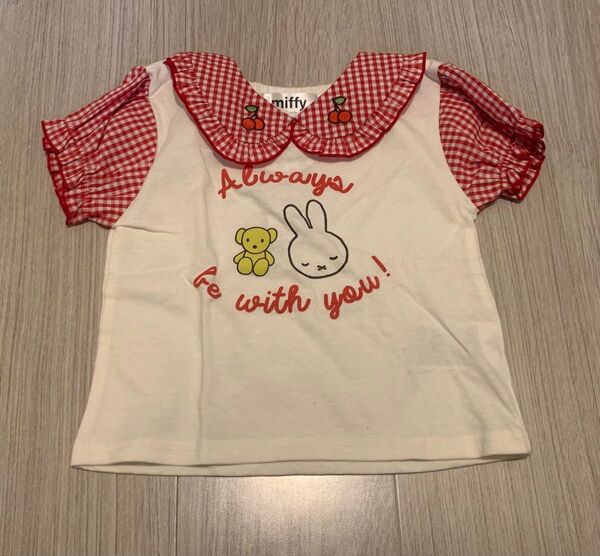 新品未使用 バースデイ ミッフィー ギンガムチェック 襟付きトップス 半袖 90 Tシャツ トップス 2歳 3歳 カットソー 夏
