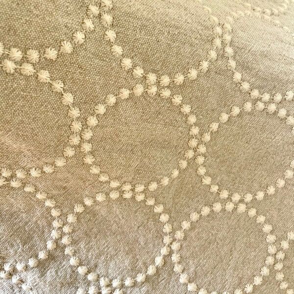 刺繍生地【70㎝×50㎝】サークル柄 コットンリネン タンバリン柄