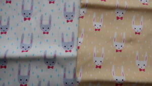新品　日本製　オックス生地【tomoto Creator's Room Fabrics×うさぎ】巾110ｃｍ×50ｃｍ　2枚セット　ハンドメイド