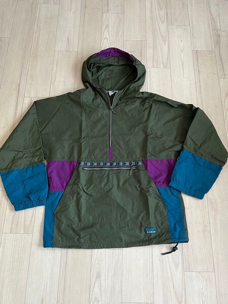 L.L.Bean ハーフジップ アノラックパーカー カーキ系 サイズMかL ナイロン