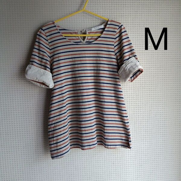 Tシャツ 半袖tシャツ ボーダー ボーダーtシャツ 綿tシャツ 半袖 トップス カットソー レディース 綿100% 夏 Mサイズ