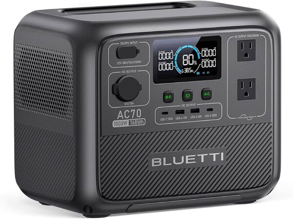 BLUETTI ポータブル電源 AC70 大容量768Wh AC1000W(瞬間最大1500W)
