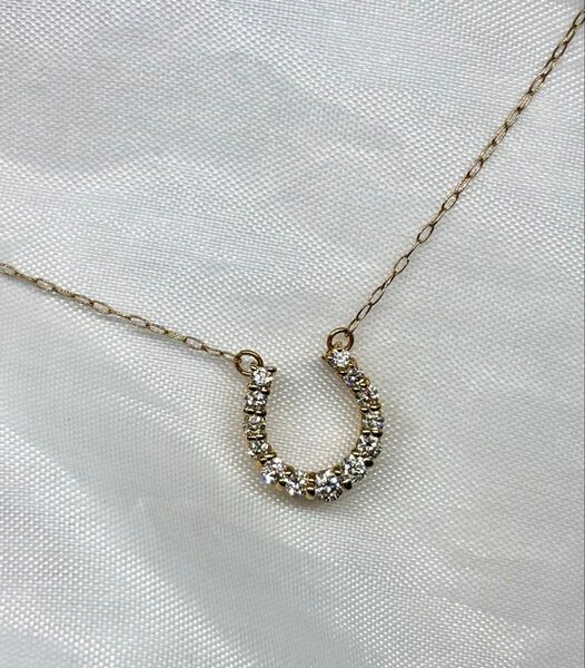 幸運の馬蹄ホースシュー☆高品質ダイヤ★K18ダイヤモンドネックレス★18金ダイヤネックレス0.3ct,ゴールド