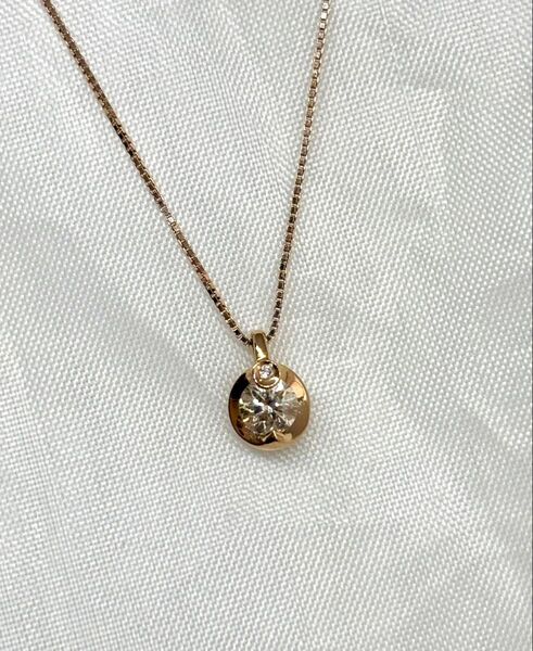 ピンクゴールド☆K18PGダイヤモンドネックレス.K18ダイヤモンドペンダント.K10スライド調整ネックレス45cm.18金ダイヤ
