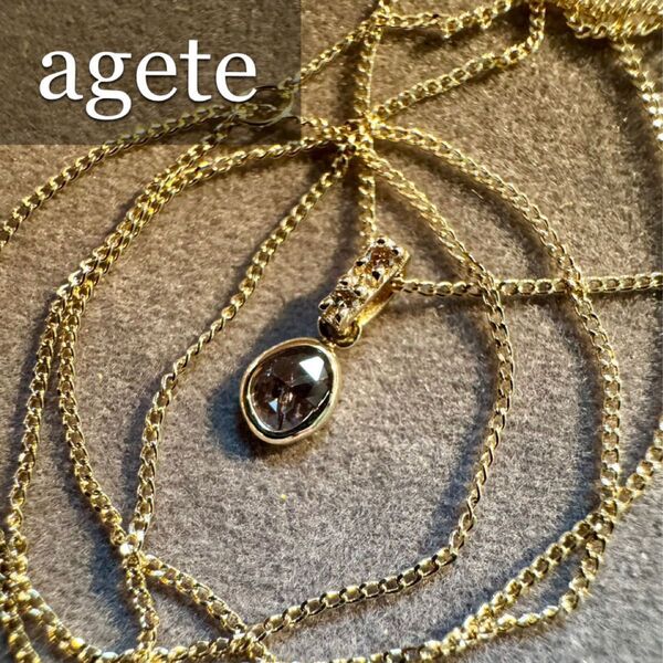 agete◆K9/K10YG*色石×ダイヤモンドネックレス*アガット*40㎝