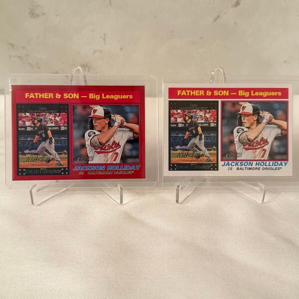 topps Matt Holliday & Jackson Holliday(ジャクソンホリデー)父子カード2枚 レッドパラレル