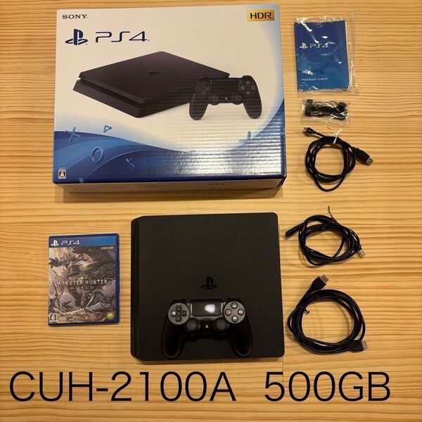 PS4 CUH-2100A 初期化済み SONY ジェットブラック MHW付き