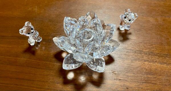 スワロフスキー SWAROVSKI キャンドルホルダー クリスベア 睡蓮