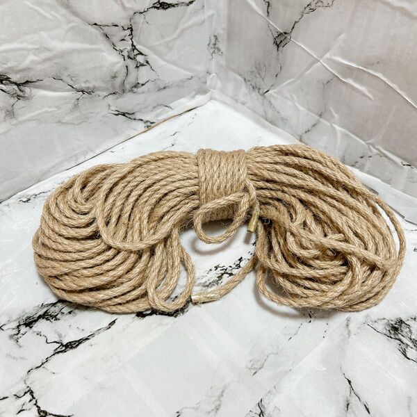 6mm 麻縄 太い麻ロープ 麻紐 ジュート 麻ひも リペアロープ 猫タワー キャットタワー 爪研ぎ