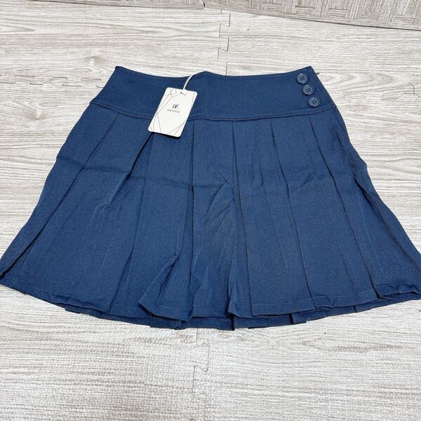 ガールズ 学校 制服 スカート キッズ 調節可能 ウエスト プリーツ ダンス スコート 紺色 ネイビー