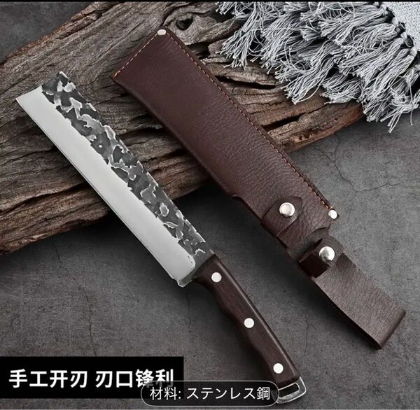 アウトドアナイフ 腰鉈 アックス 【ヤマビコ】 黒染槌目5Cr15MoVステンレス鋼 草刈り・山仕事・枝打ち・藪漕ぎ