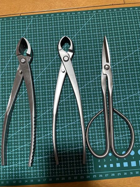 新品210㎜ ステンレス盆栽道具 コブ切 瘤切り 盆栽用 ぼんさいバサミ用品BONSAI TOOL 3個セット 剪定ばさみ