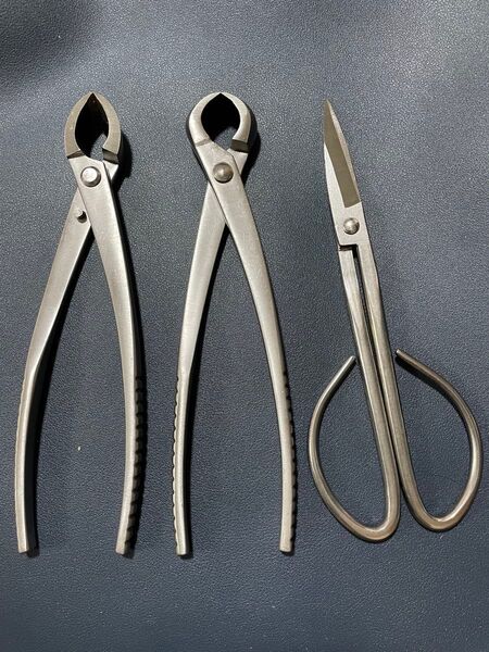 新品210㎜ ステンレス盆栽道具 コブ切 瘤切り 盆栽用 ぼんさいバサミ用品BONSAI TOOL 3個セット 剪定ばさみ