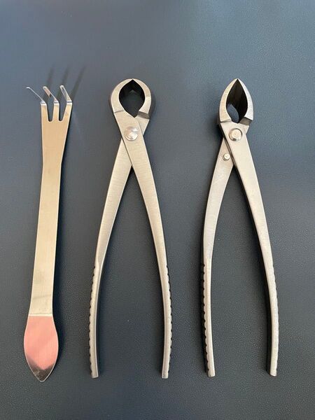 新品210㎜ ステンレス盆栽道具 コブ切 瘤切り 盆栽用 ぼんさいバサミ用品BONSAI TOOL 3個セット 剪定ばさみ