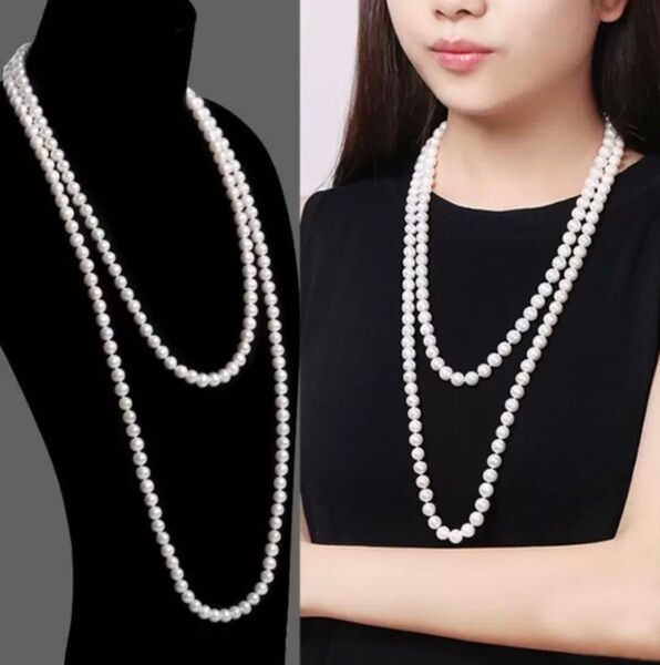 パールネックレス ロング 結婚式 フォーマル パーティ 上品 ネックレス 冠婚葬祭 新品 シンプル アクセサリー パール