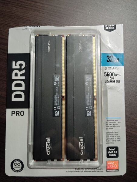 【動作確認済み】Crucial Pro 32GB Kit (2x16GB) DDR5-5600