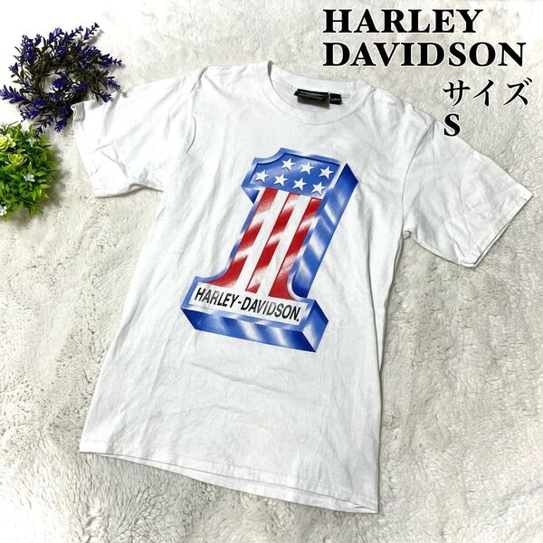 【人気】HARLEY DAVIDSON ハーレーダビッドソン Tシャツ 半袖 白 1ロゴ ビッグロゴ