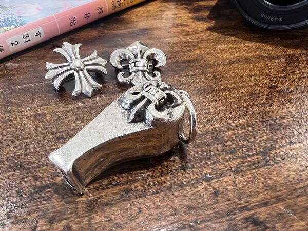刻印入りシルバー ホイッスル型ネックレスセット CSE002 アクセサリー ペンダントトップ シルバー ネックレス