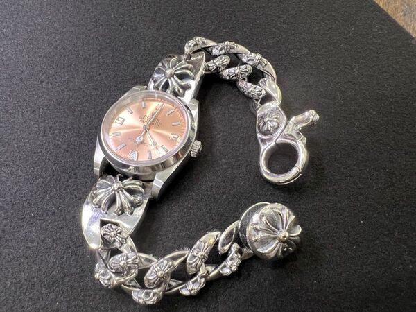 Watch 全花コマウォッチクラッシュベルト 17cm JEN003 925刻印 ブレスレット シルバー925刻印 ヴィンテージ
