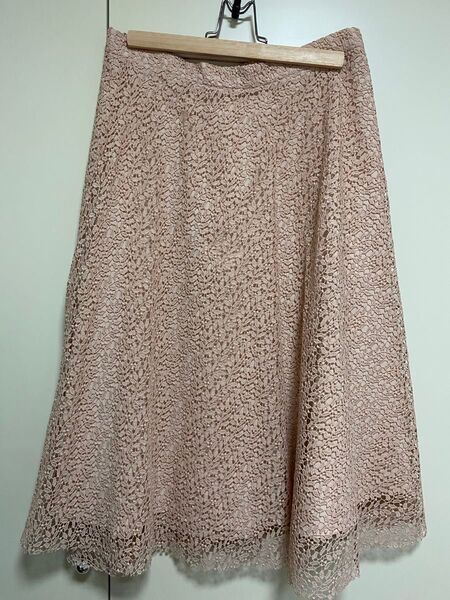 【新品】ZARA BASIC ザラベーシック レーススカート ベージュ ひざ丈 L