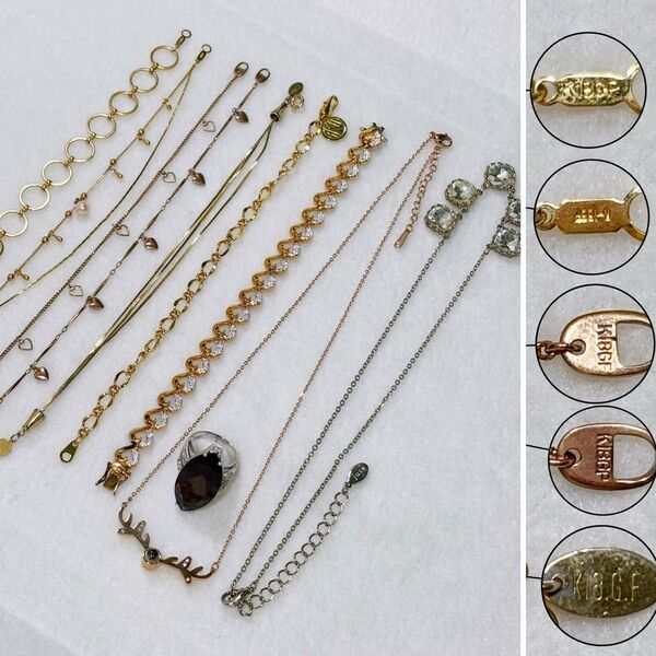 金メッキアクセサリーまとめて10点 K18GF K18GP S925 ブレスレット ネックレス リング ANNE KLEIN