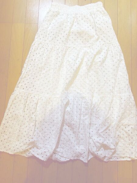 真っ白 ティアード ロングスカート