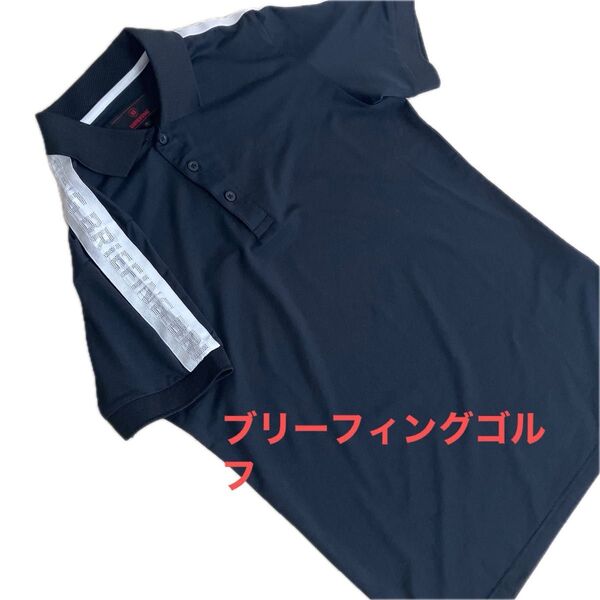 美品!サイドライン ロゴメッシュポロシャツ メンズSブリーフィングゴルフ