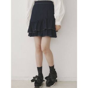 【メリージェニー】デニムフリルミニスカート インディゴ フリー