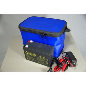 WP1236W 魚探用EVAバッグ(青)付きバッテリー充電器セット12V9Ah