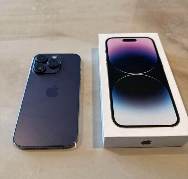 極美品 Apple iPhone14 Pro 128GB SIMフリー ディープパープル 付属品全て未使用