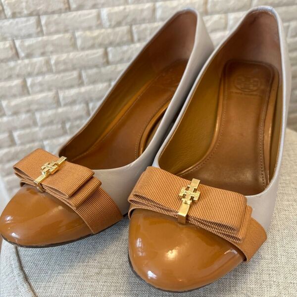 TORY BURCH パンプス バイカラー リボン ヒール 【サイズ6.5 23.5㎝】