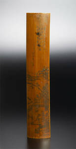 民国 1950年 竹雕 茶合 竹臂&#25601;　中国 古美術